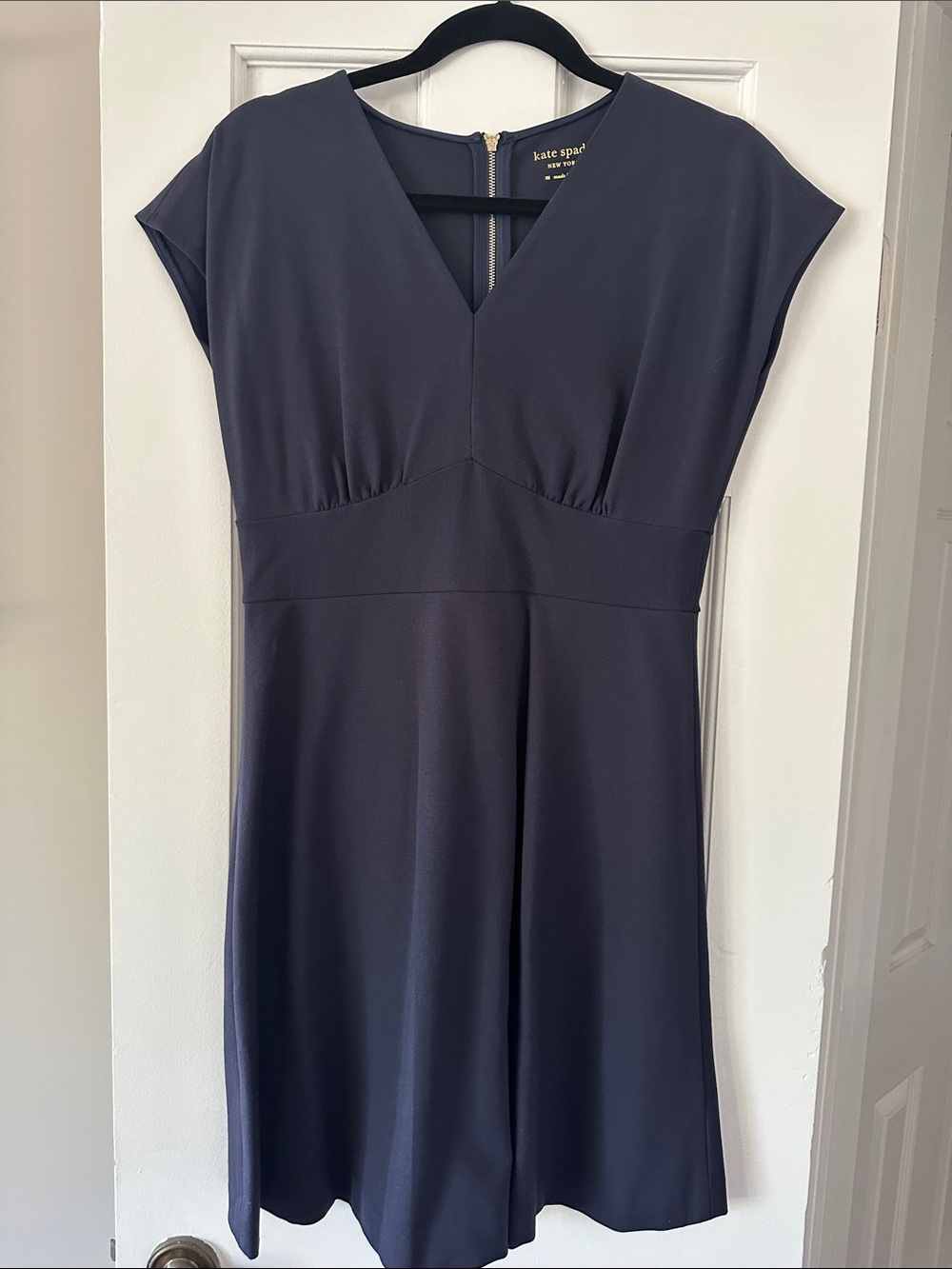 kate spade charcoal V‑neck Cap Sleeve Fit-and-Flare Dress